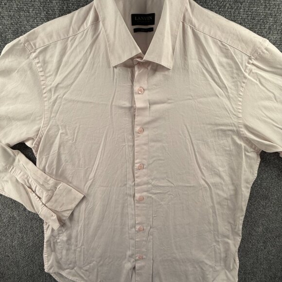 Lanvin Button Up Shirt Long Sleeve Men Cotton Pink Size 105 (large) Slim Fit - Picture 1 of 16